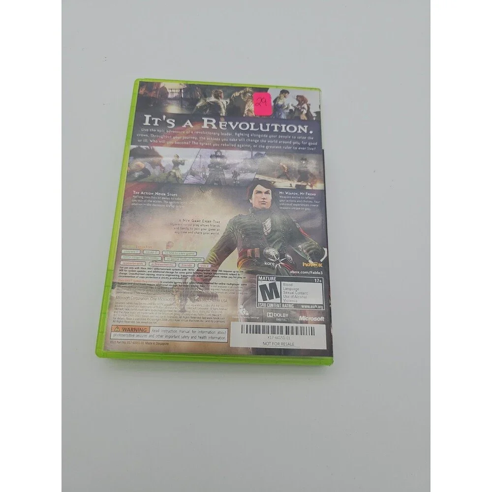 XBOX 360 Fable III Video Game with Manual Rated M